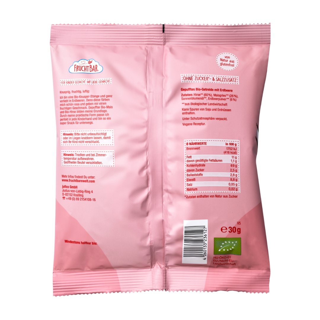FruchtBar Bio Snacks Knusper Stangen snack bébé fraise