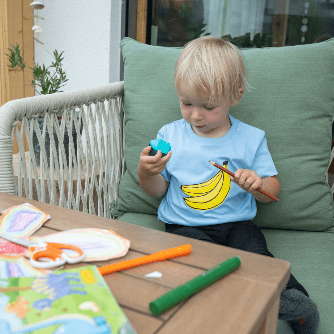 FruchtBar Geschenke T-shirt bleu coton bio 80-86