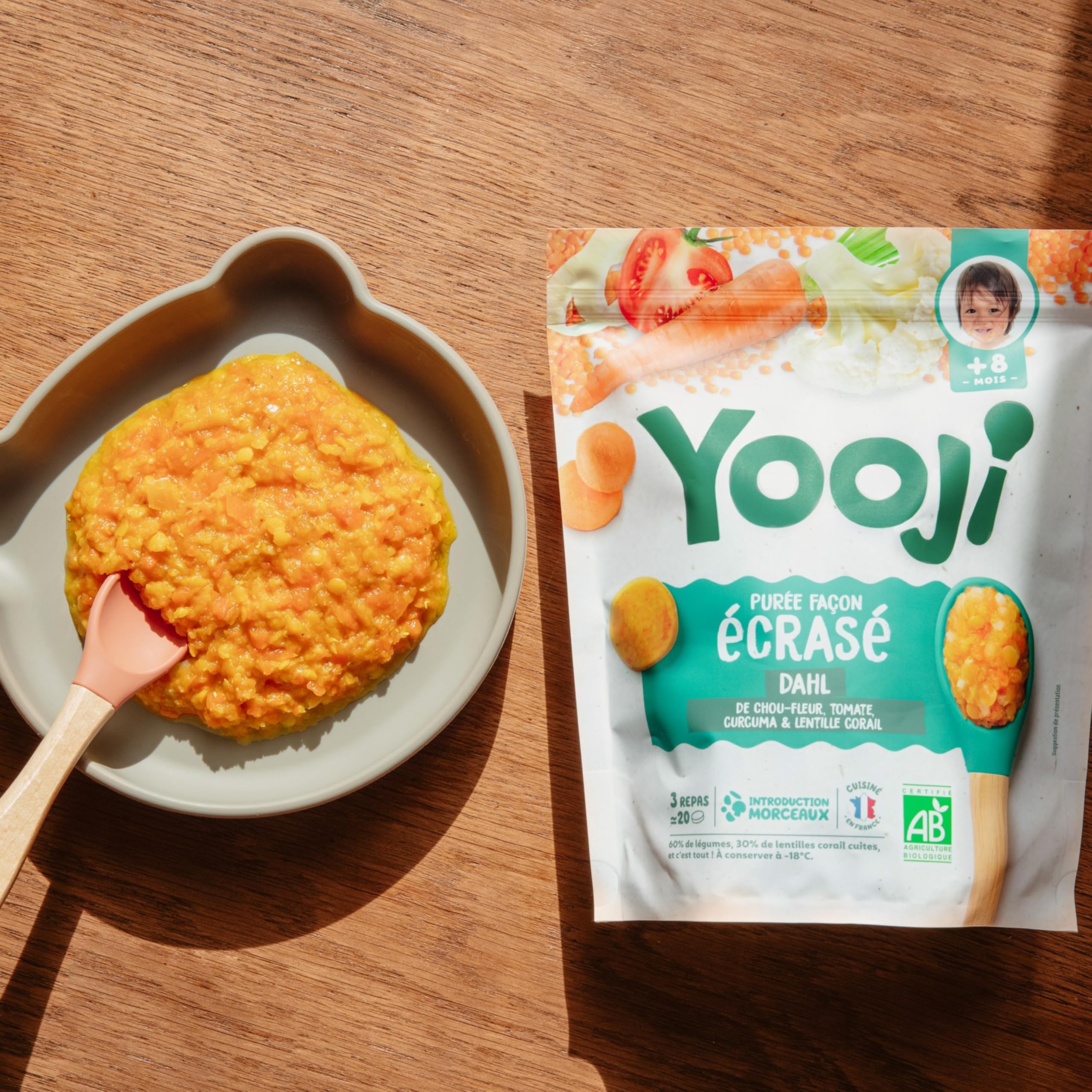 Yooji Écrasé Dahl purée bébé bio 8 mois 3x400g