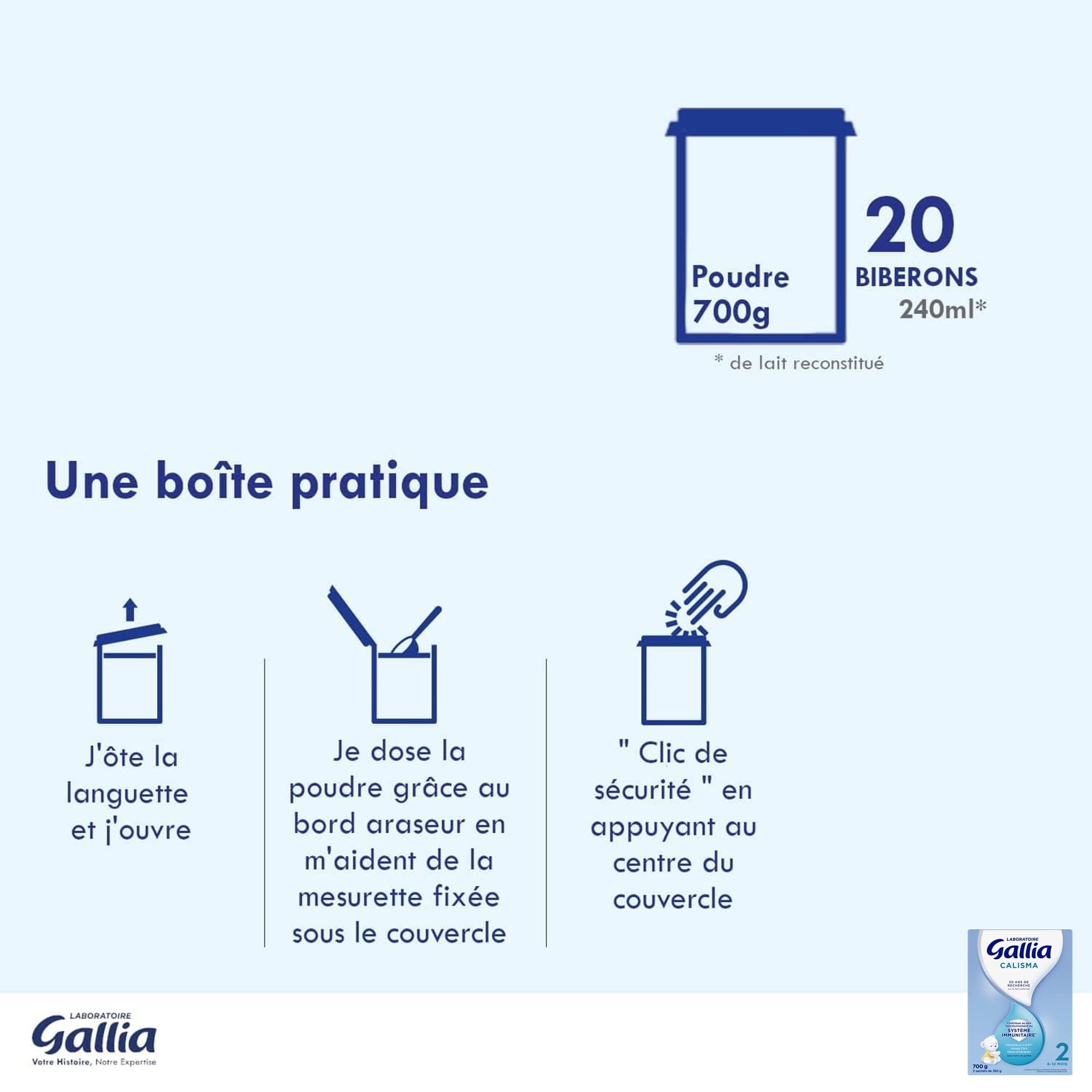 Gallia Calisma 2 lait poudre 6-12 mois 4x700g DHA