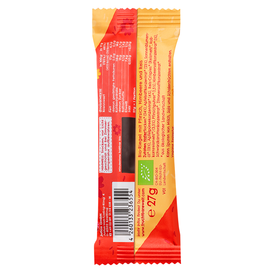 FruchtBar Bio Riegel Früchte Duo barre fruits pêche-framboise dès 3 ans