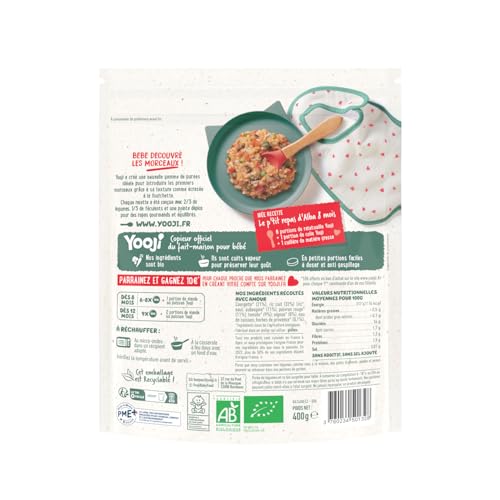 Yooji Écrasé Ratatouille purée bébé bio 8 mois 3x400g