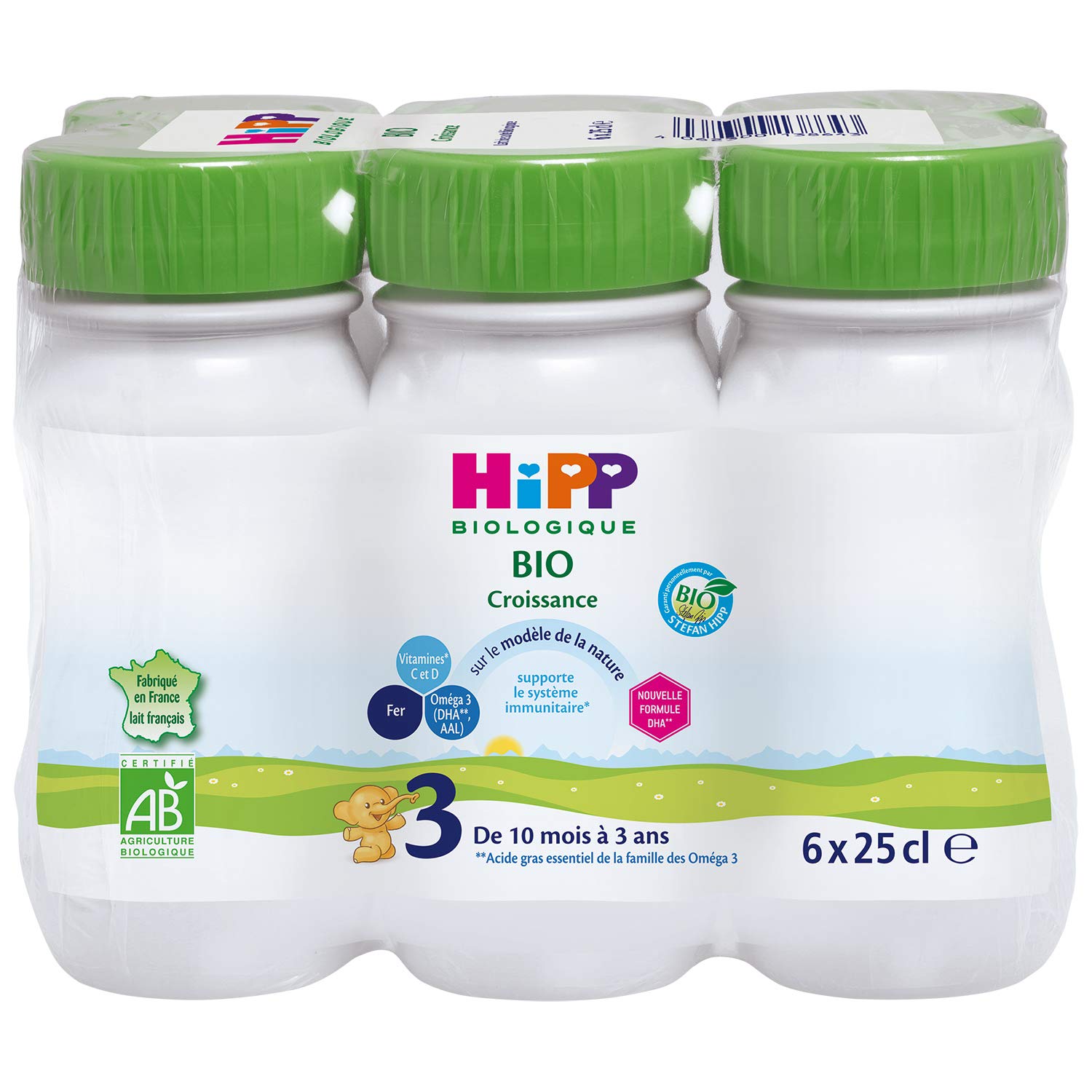 HiPP Laits Croissance lait bébé 10 mois 6x25cl lot 4