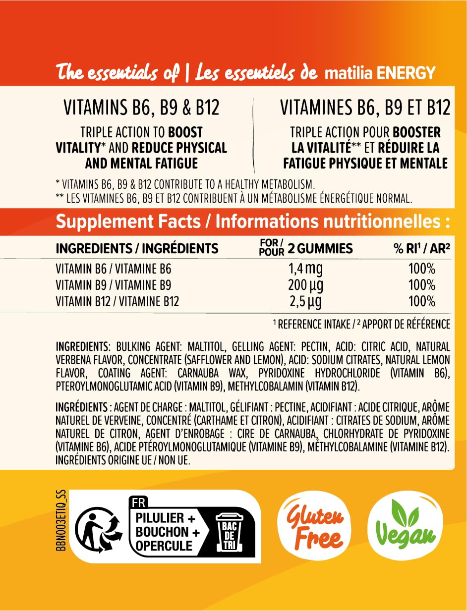Matilia Gummies Multivitamines Énergie Cure 3 Mois 180