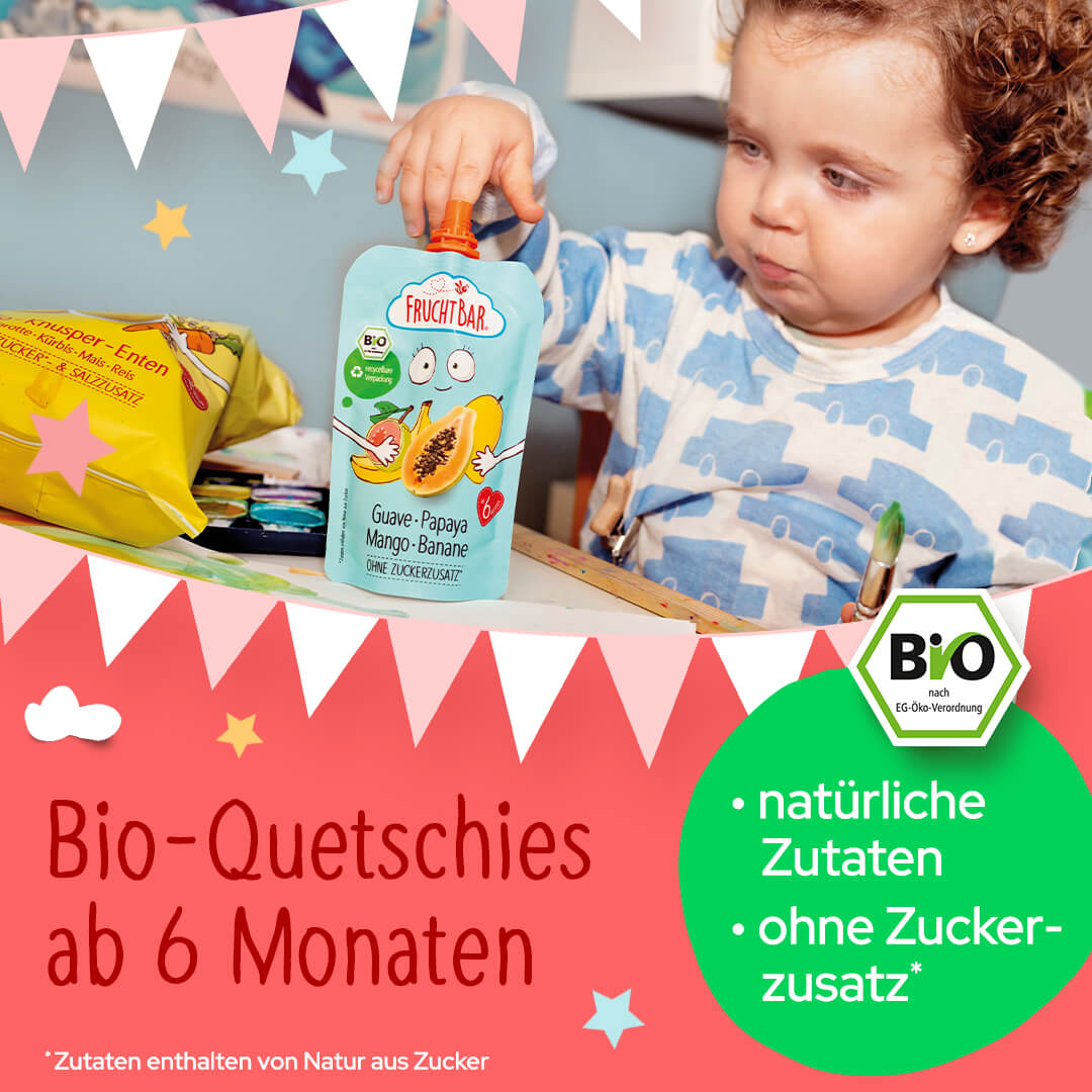 FruchtBar Bio Quetschies Pomme Banane Avoine gourde 6 mois