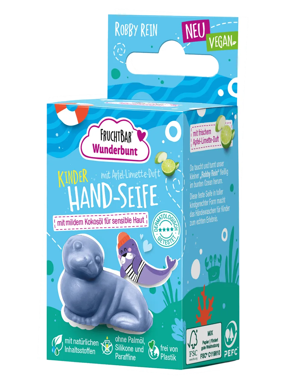 FruchtBar Robby Rein savon solide enfant pomme-lime dès 3 ans