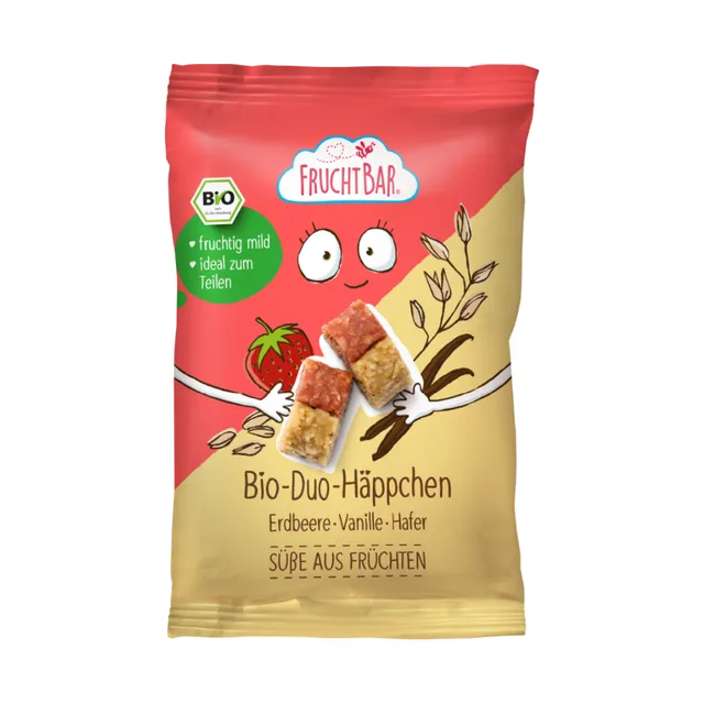 FruchtBar Bio Riegel Duo Häppchen barre avoine pomme fraise