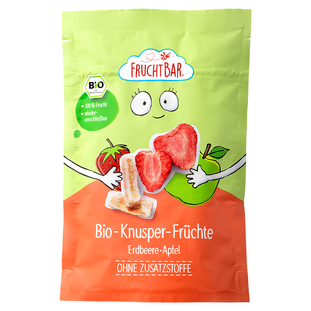 FruchtBar Bio Snacks Knusper Früchte fraise pomme à l'unité
