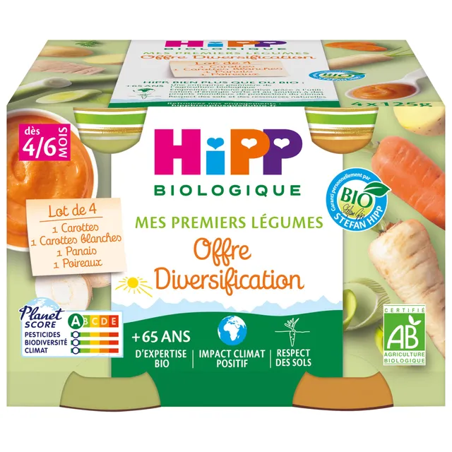 HiPP Biologique Légumes petits pots 4 mois 24x125g carottes