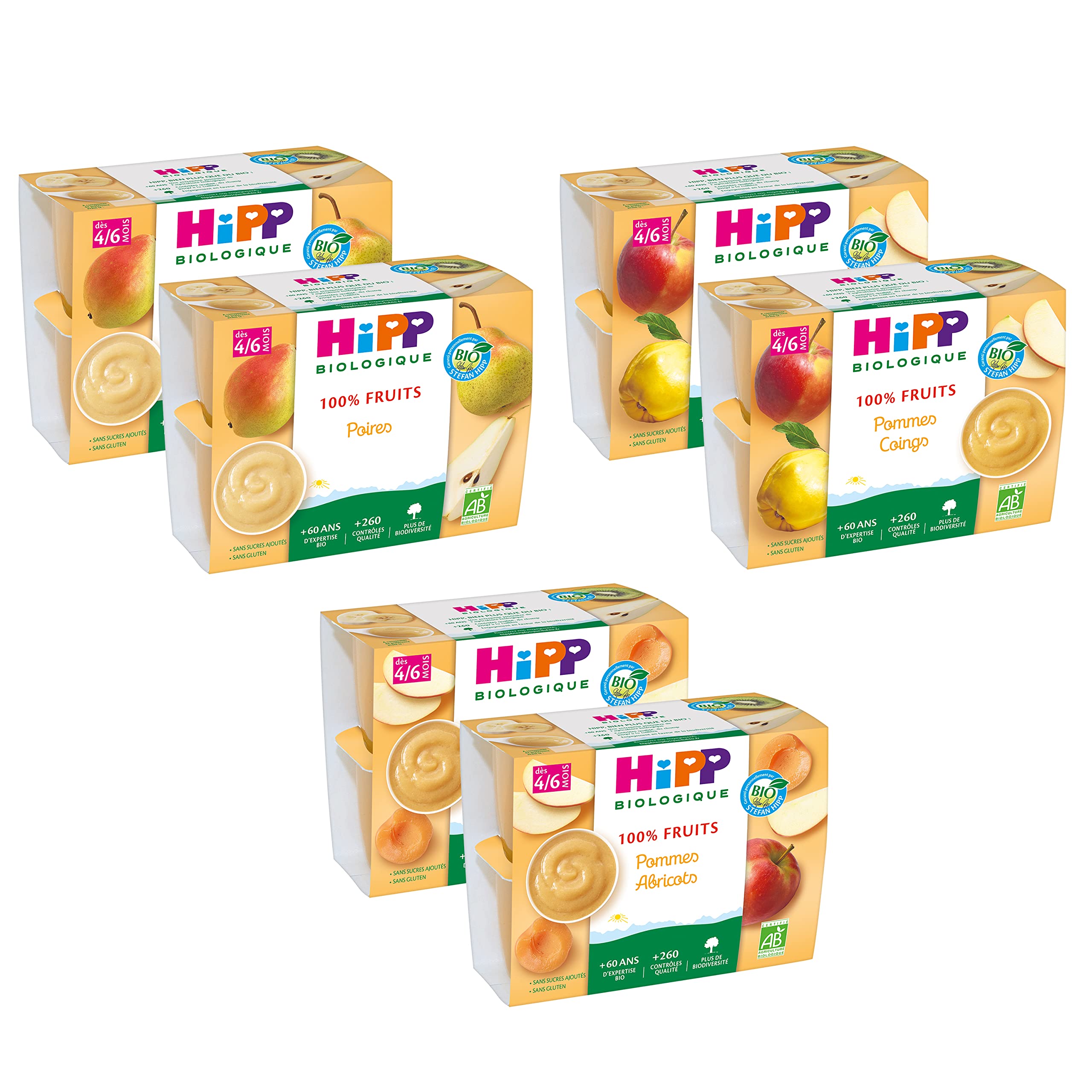 HiPP 100% Fruits Coupelles Pomme 3 Variétés 24x100g