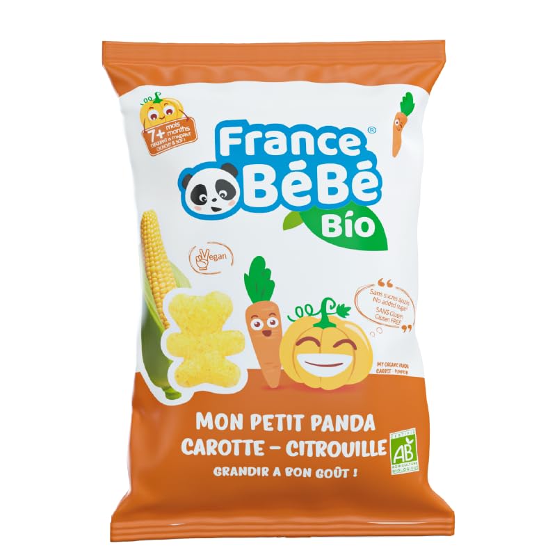 France Bébé Maïs Soufflé Biscuit Bébé Carotte 8x25g Vegan