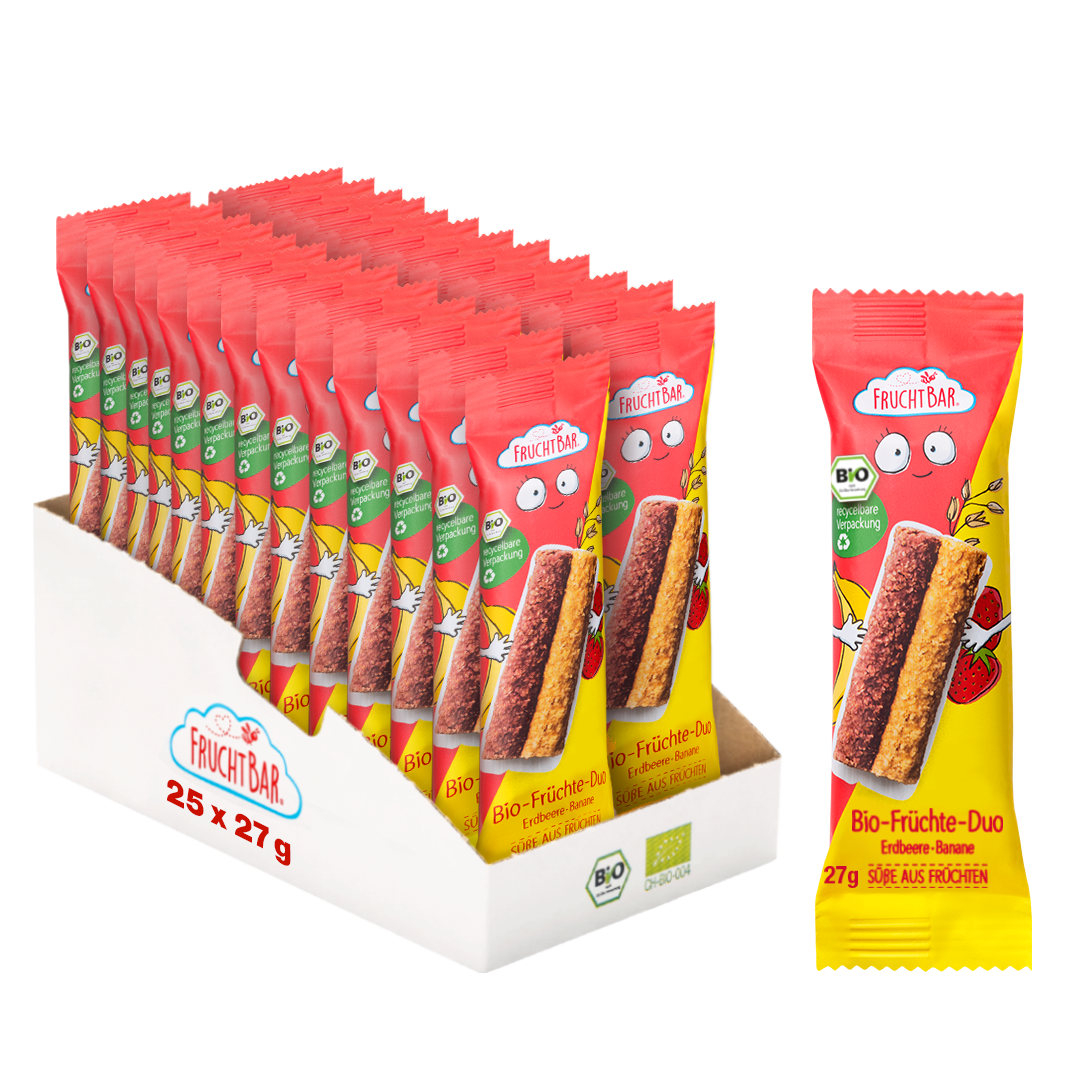 FruchtBar Bio Riegel barre fruits bio fraise banane pièce