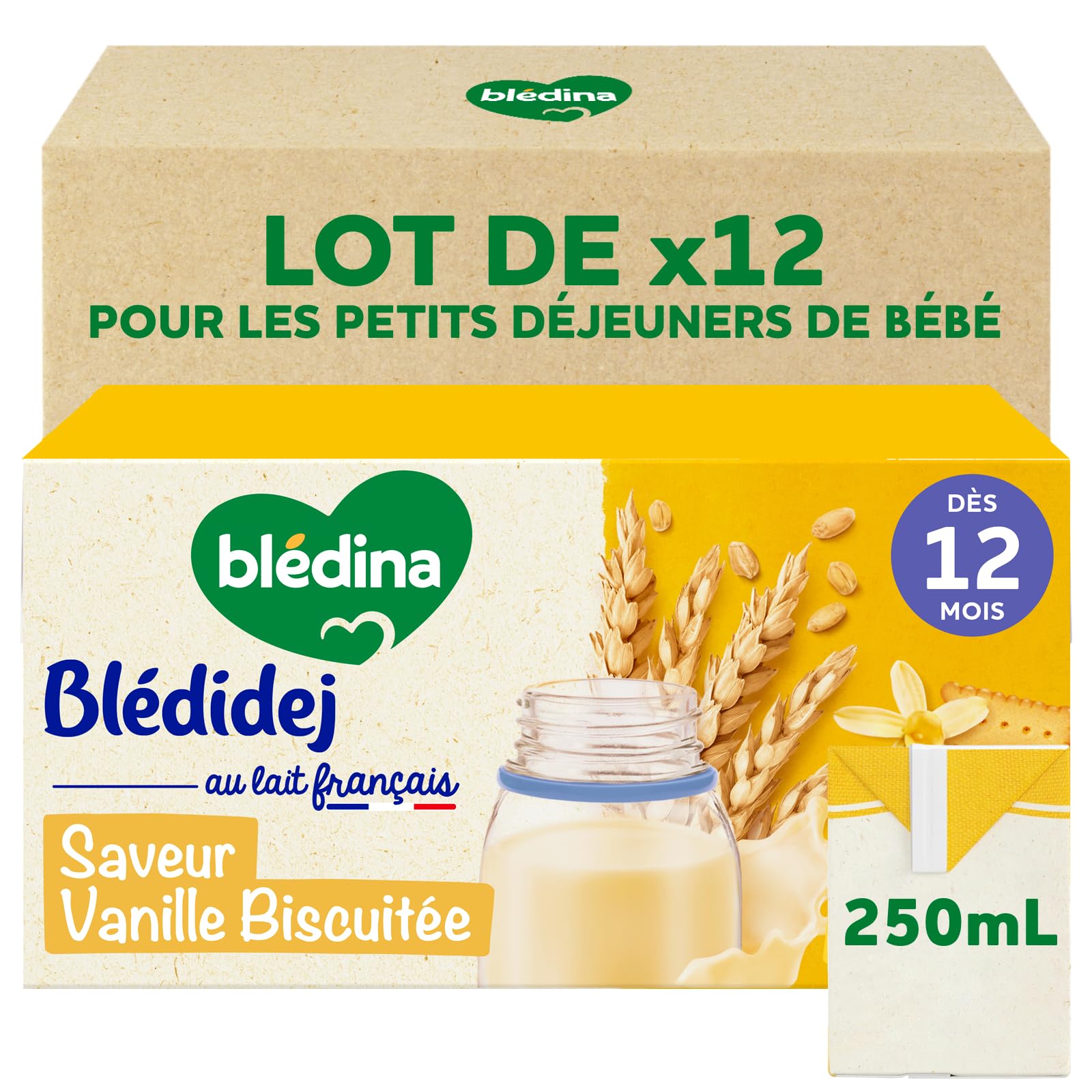 Blédina Blédidej Croissance Céréales Lactées Choco Biscuité 250ml x12