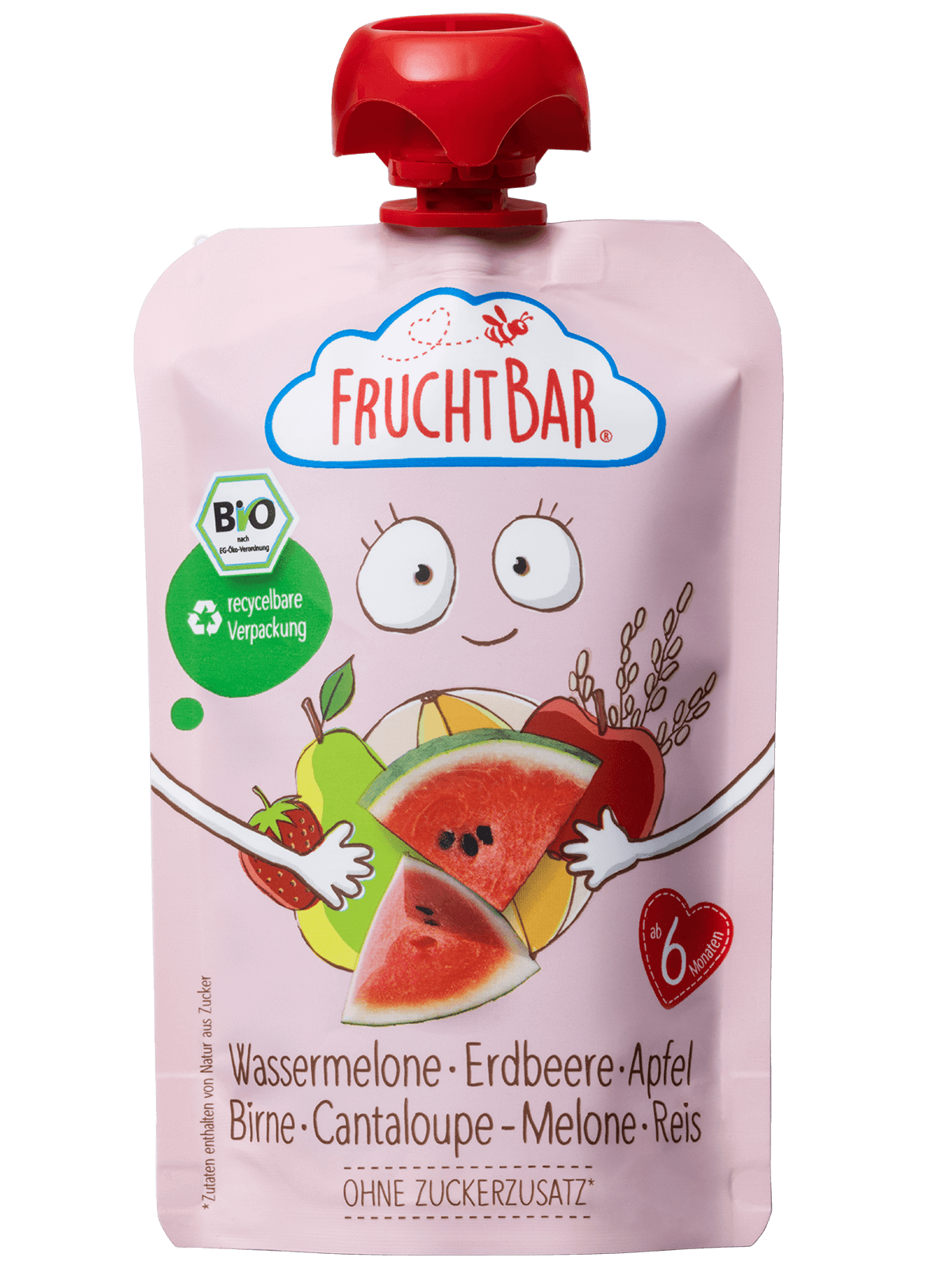 FruchtBar Bio Quetschies gourde bébé pastèque fraise pomme riz