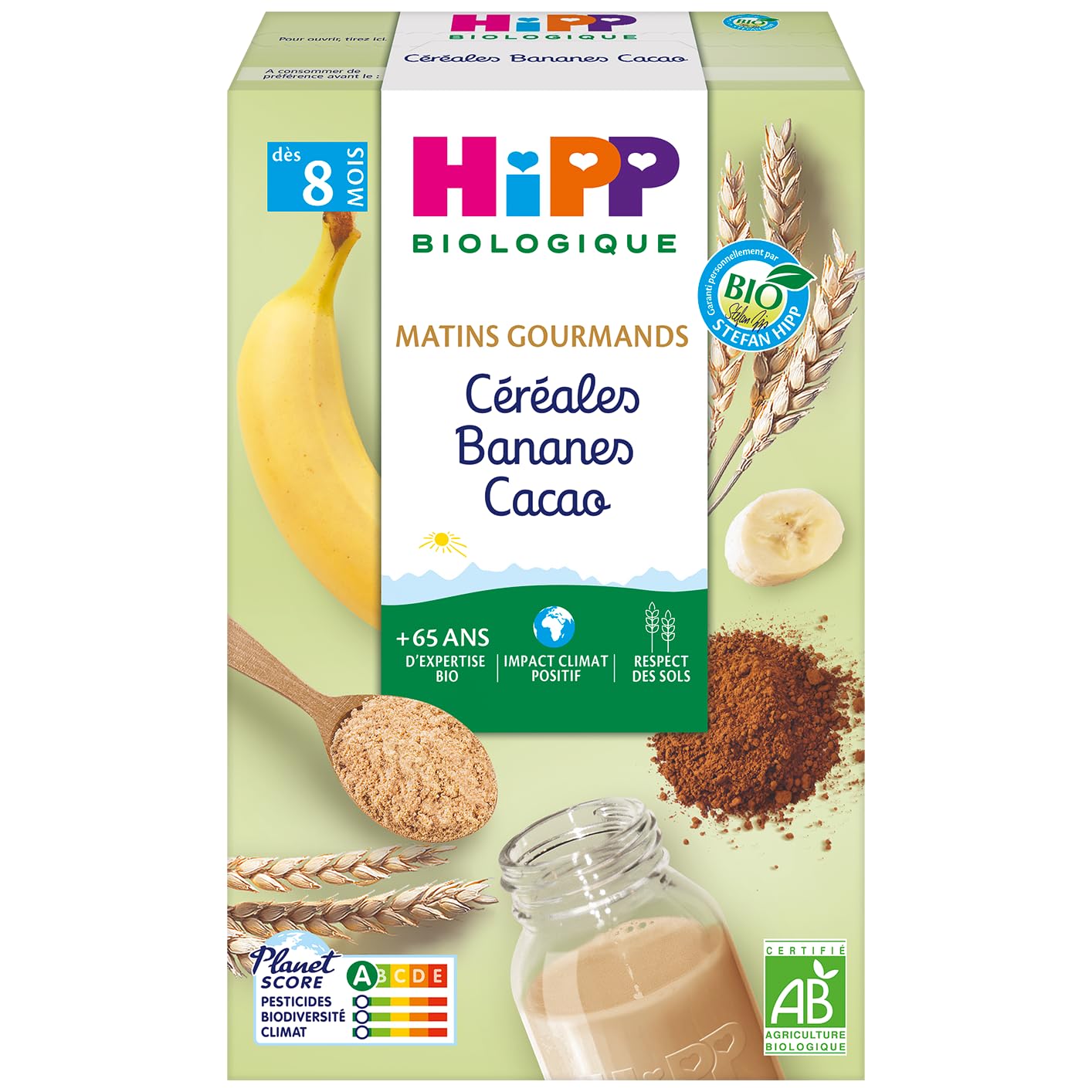 HiPP Céréales Banane Cacao Bébé 8 Mois Bio 6x250g
