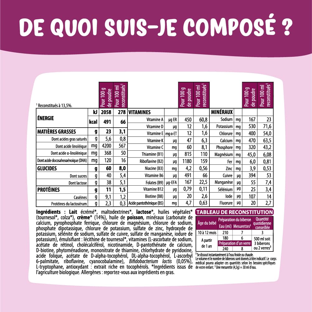 France Bébé Bio lait croissance 3ème âge 3x800g