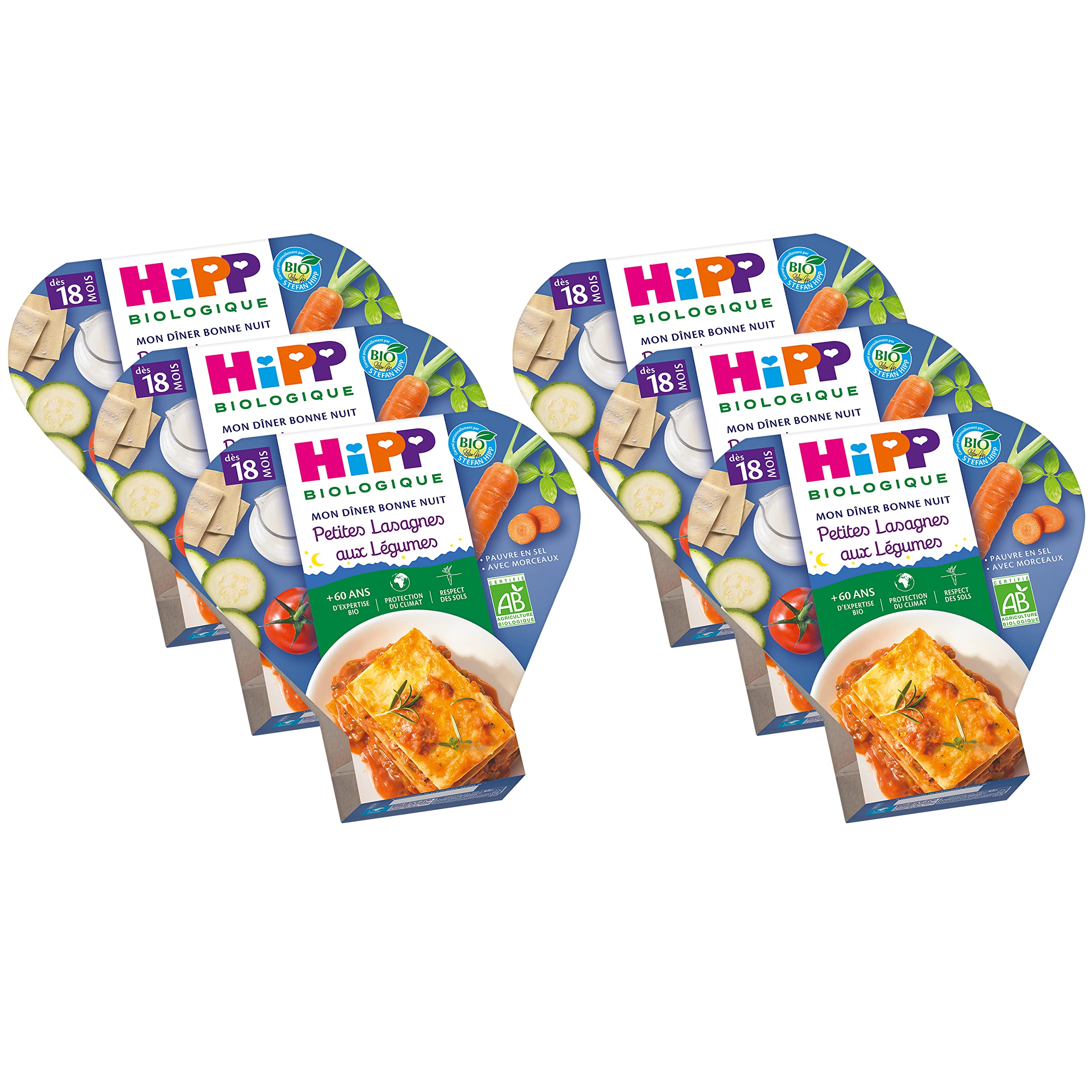 HiPP Menus du midi Conchiglie Légumes 18 mois 6x260g