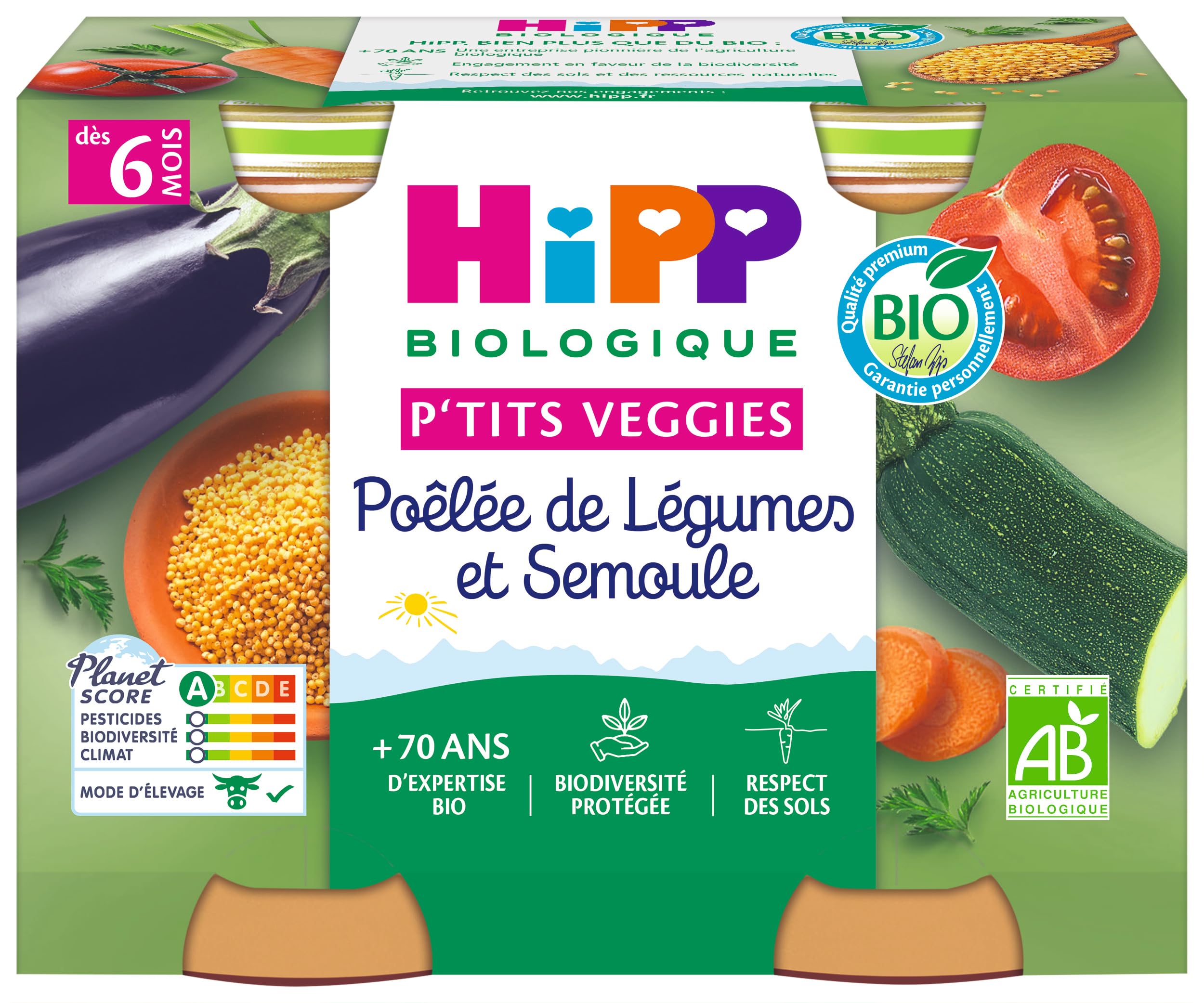 HiPP P'tits Veggies pot légumes semoule riz curry 6 mois 12x190g
