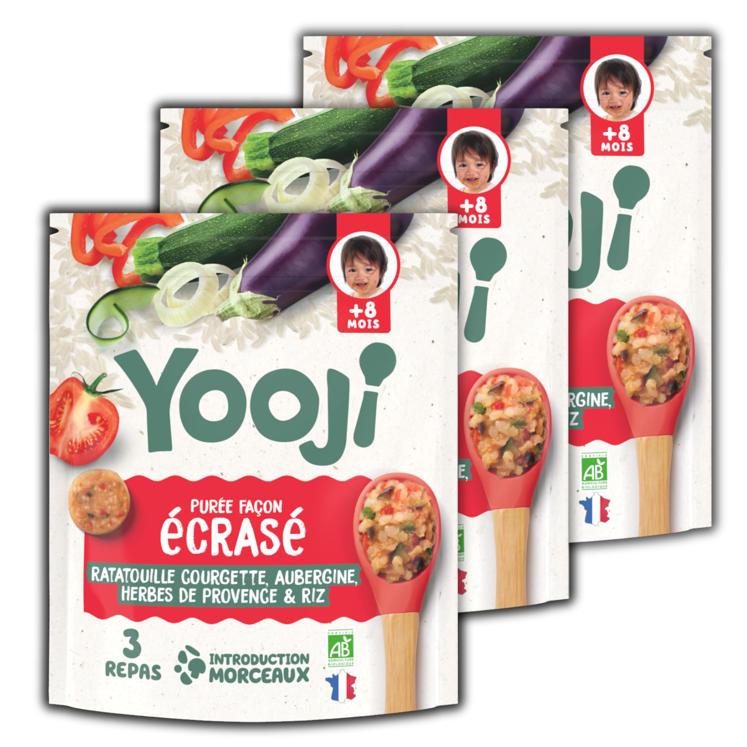 Yooji Écrasé Ratatouille purée bébé bio 8 mois 3x400g