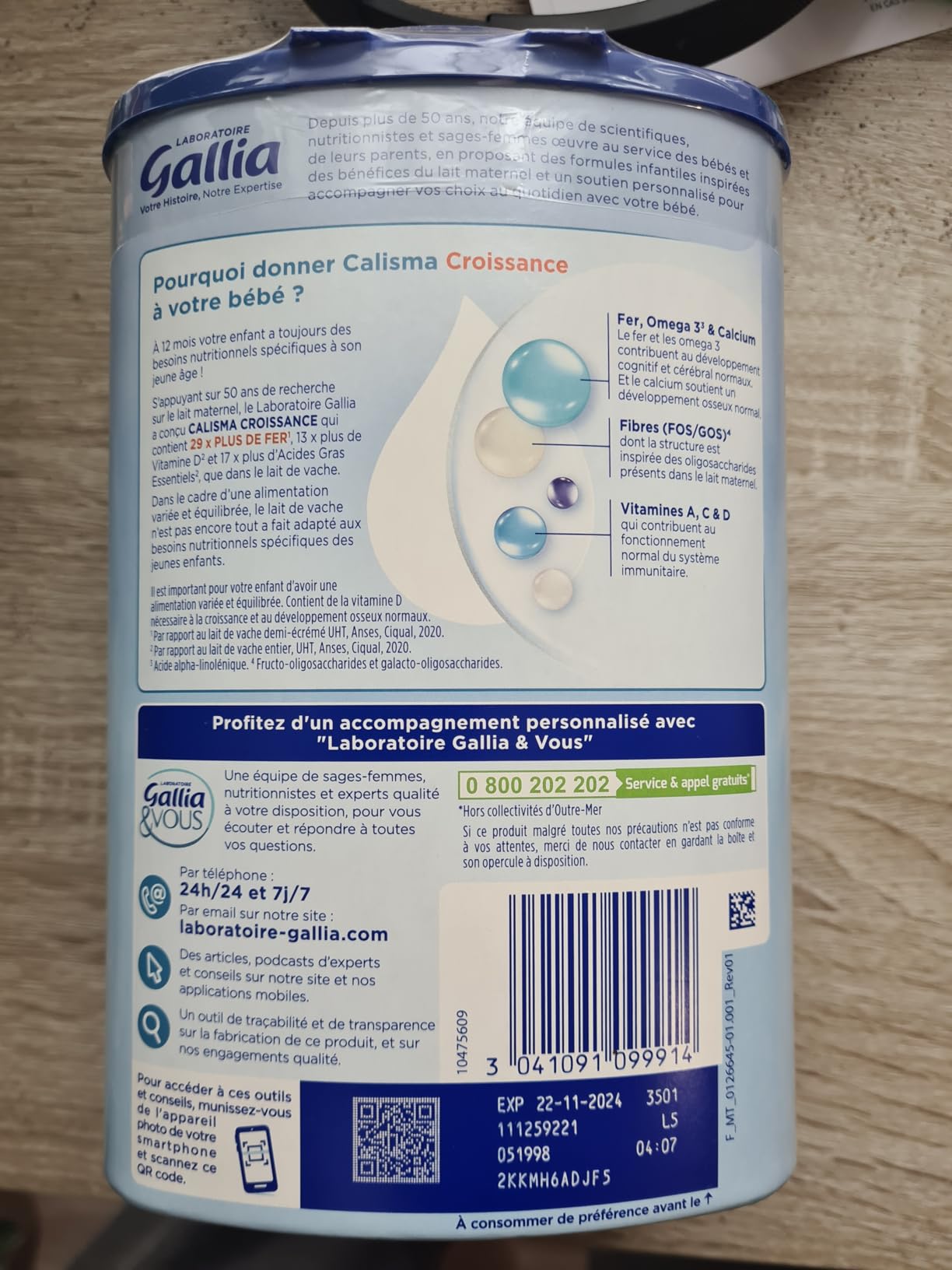 Gallia Calisma 3 Lait en Poudre Croissance 12 Mois 900g x3 au Fer
