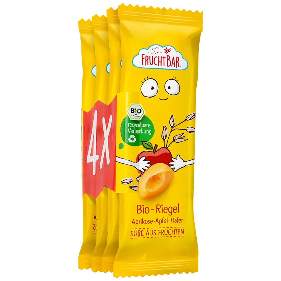 FruchtBar Bio Riegel abricot pomme avoine barre bio 4 pack