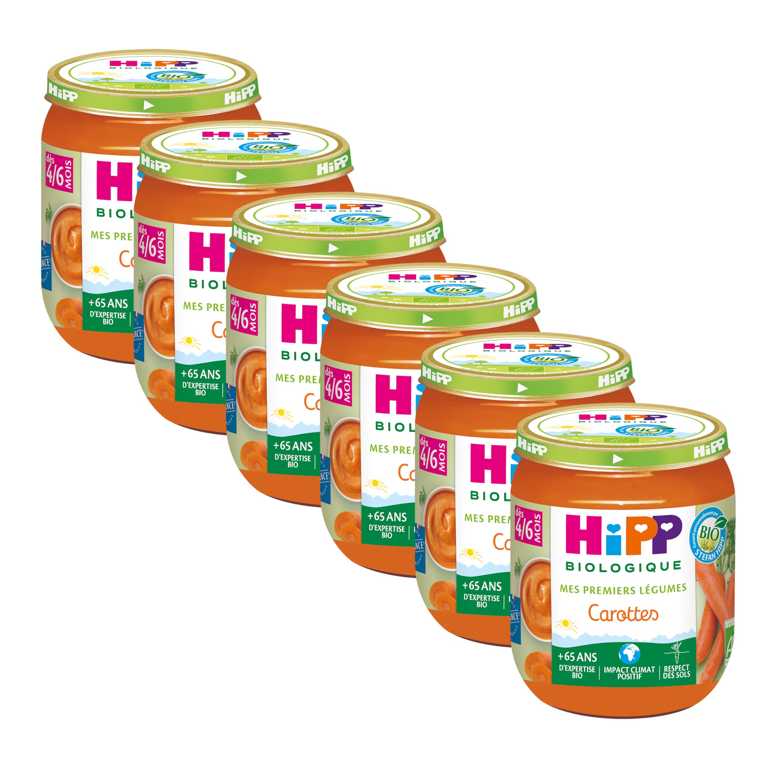 HiPP Mes 1ers petit pot bébé carottes bio 6x125g lisse