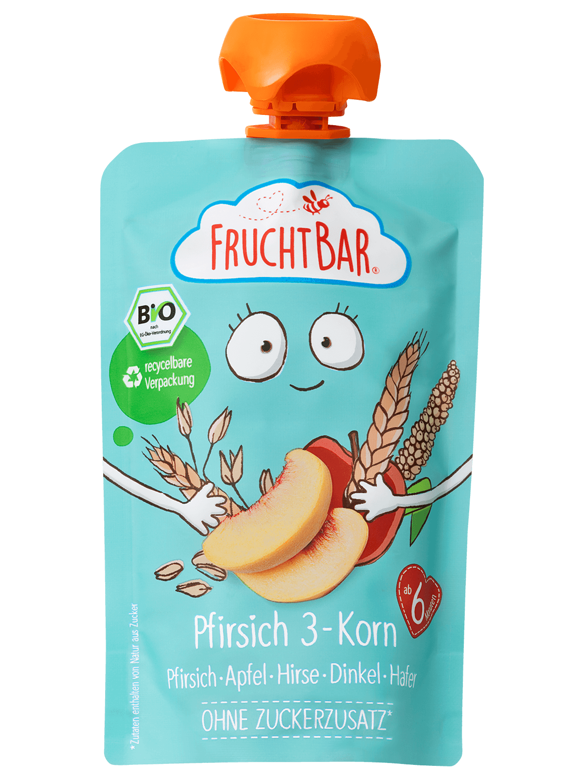 FruchtBar Bio Quetschies Pfirsich 3-Korn gourde pêche-céréales dès 6 mois