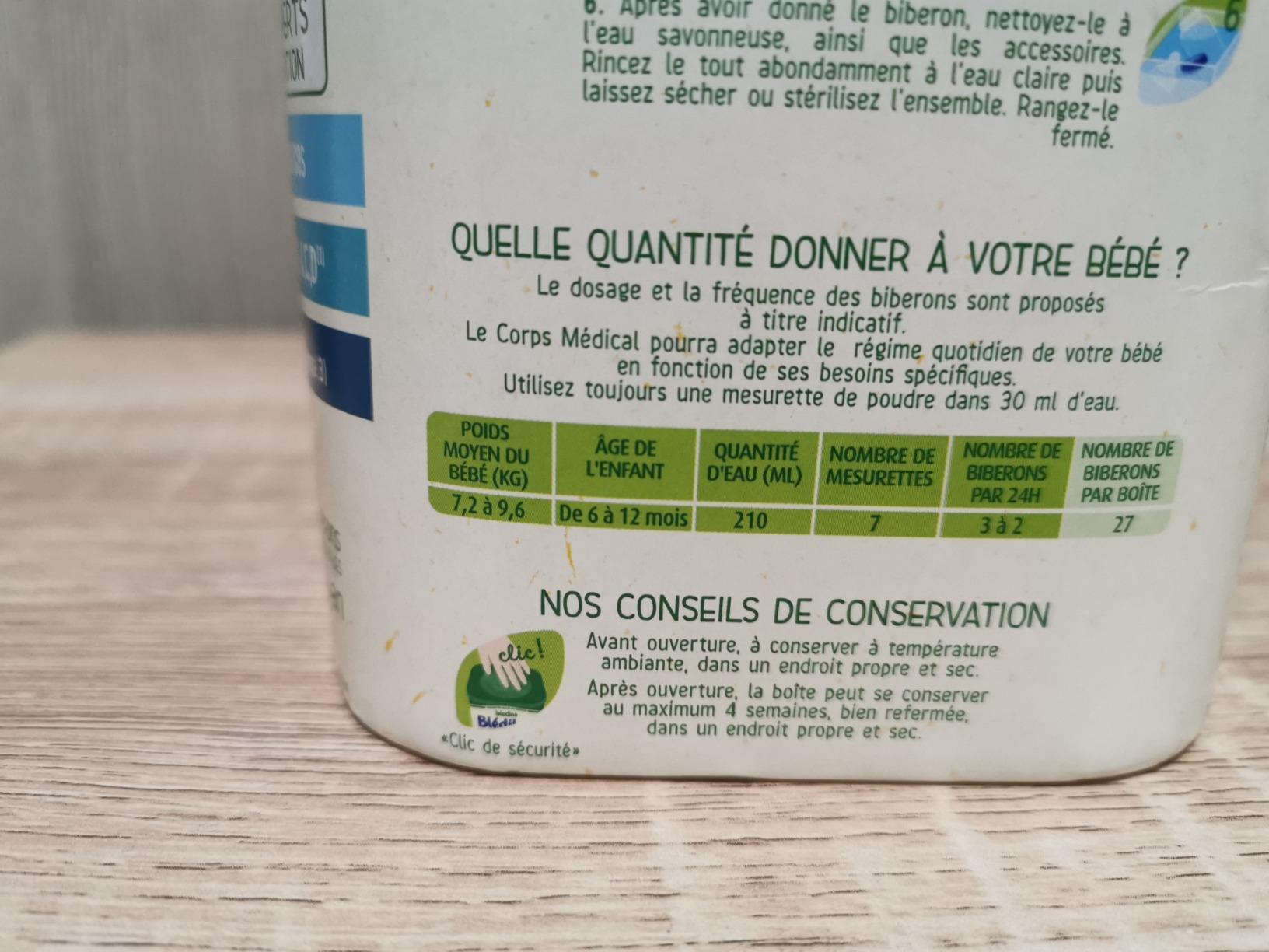 Blédina Blédilait 2 Lait en Poudre 6-12 Mois 900g x3 au DHA