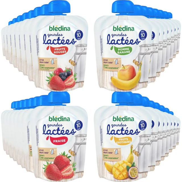 Blédina Blédine Fruits gourdes lactées 10 mois 32x85g 4 parfums