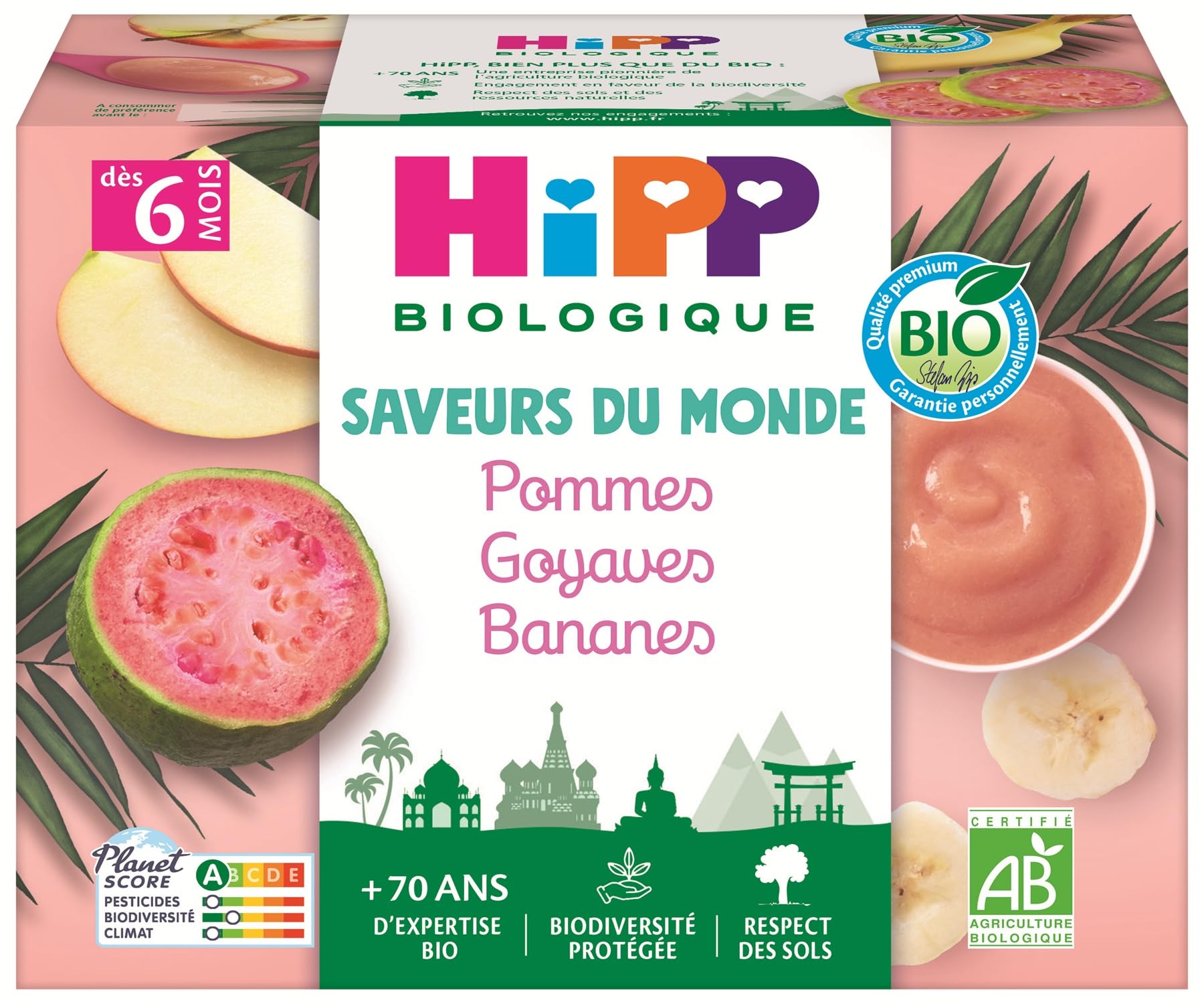 HiPP Fruits en coupelles Bananes Poires Mangues 4x100g bio