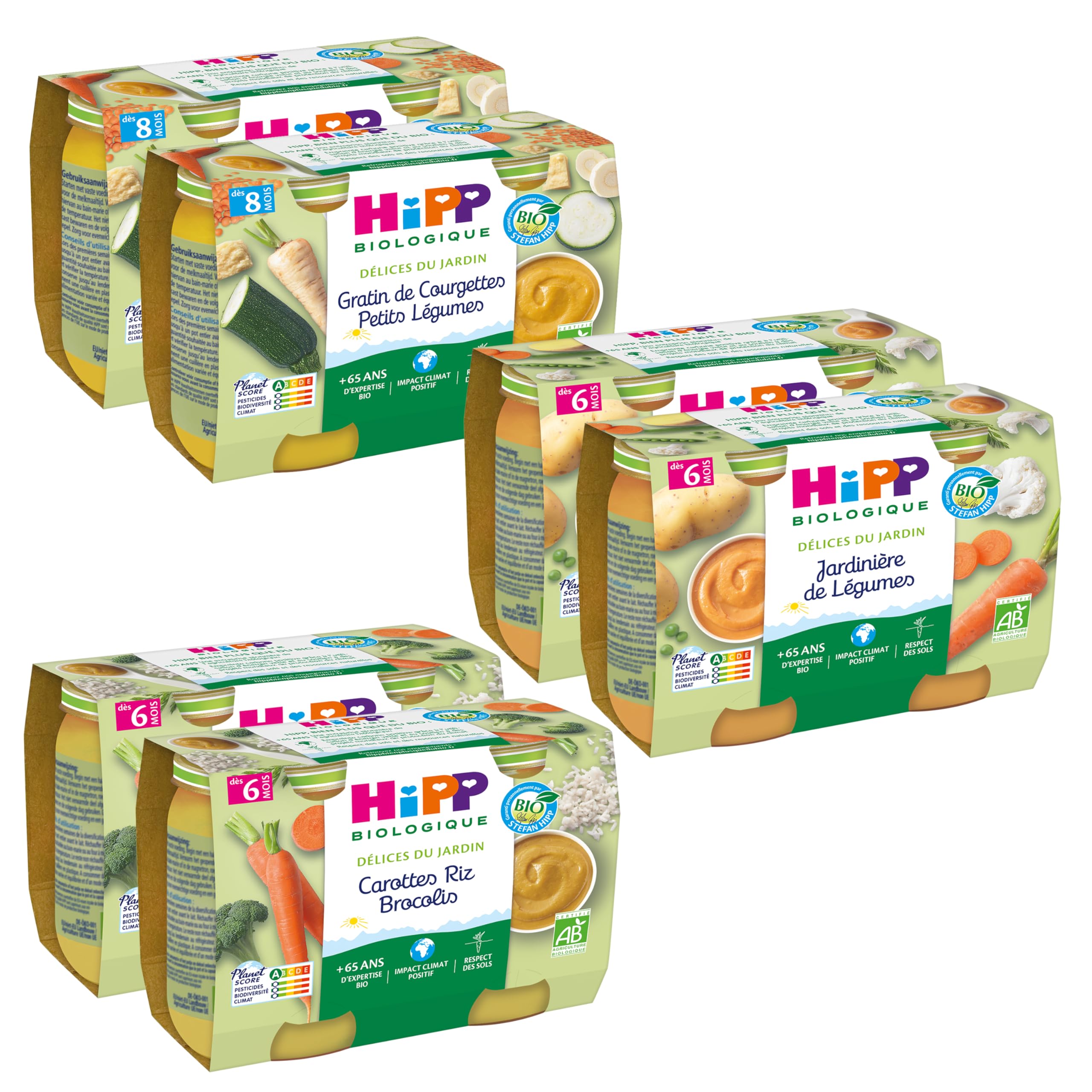 HIPP Légumes petits pots Délices du Jardin 12x190g 6/8 mois