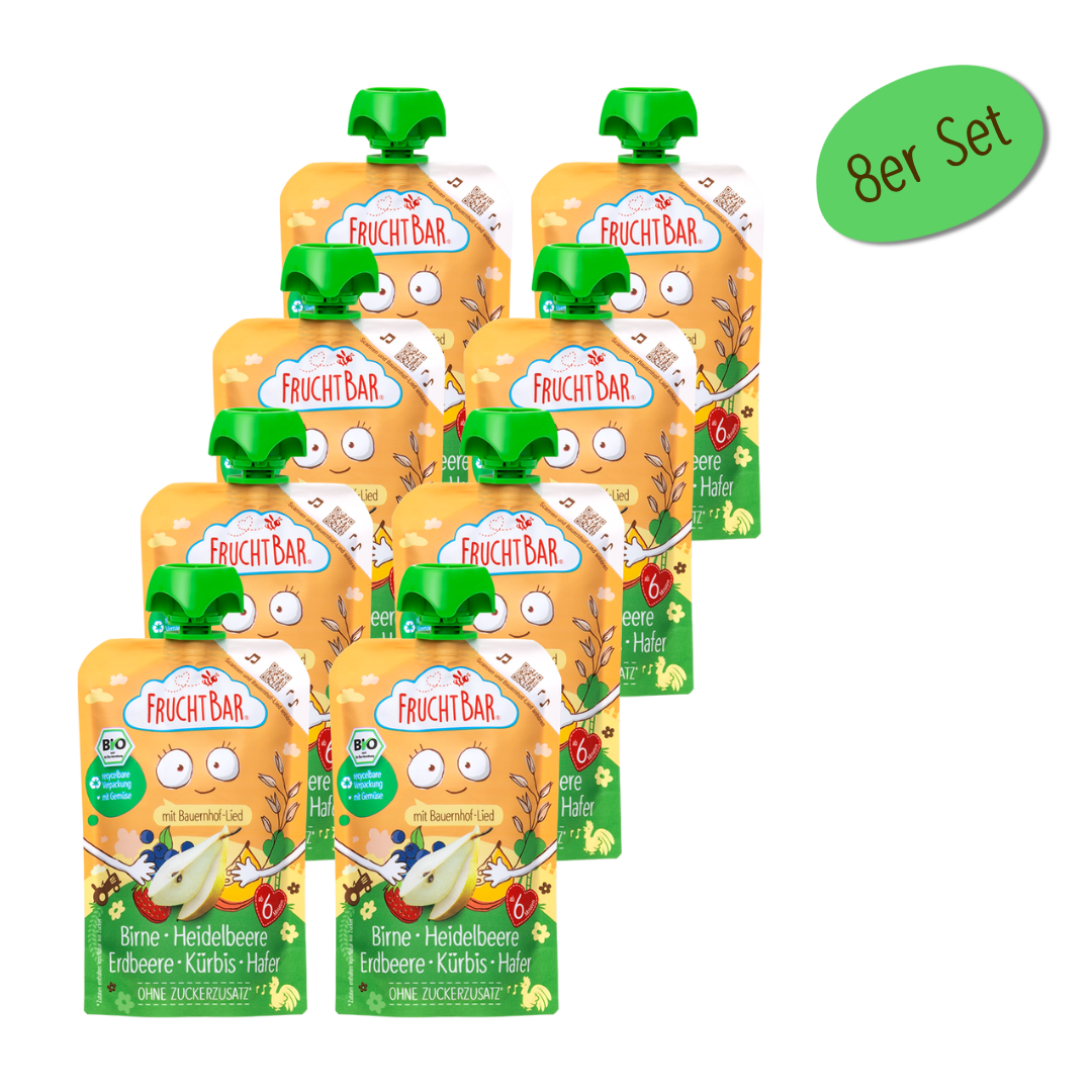FruchtBar Bio Quetschies gourde poire myrtille fraise potiron avoine