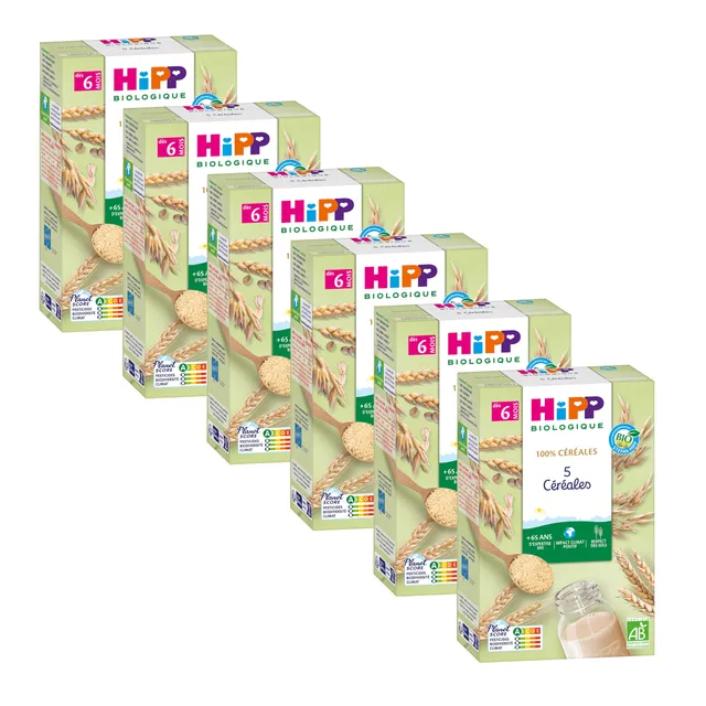 HiPP Céréales 5 céréales bio bébé 6 mois 6x250g