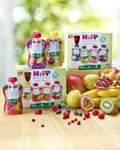 HiPP Fruits en gourdes pomme pêche fruits des bois 6x90g bio