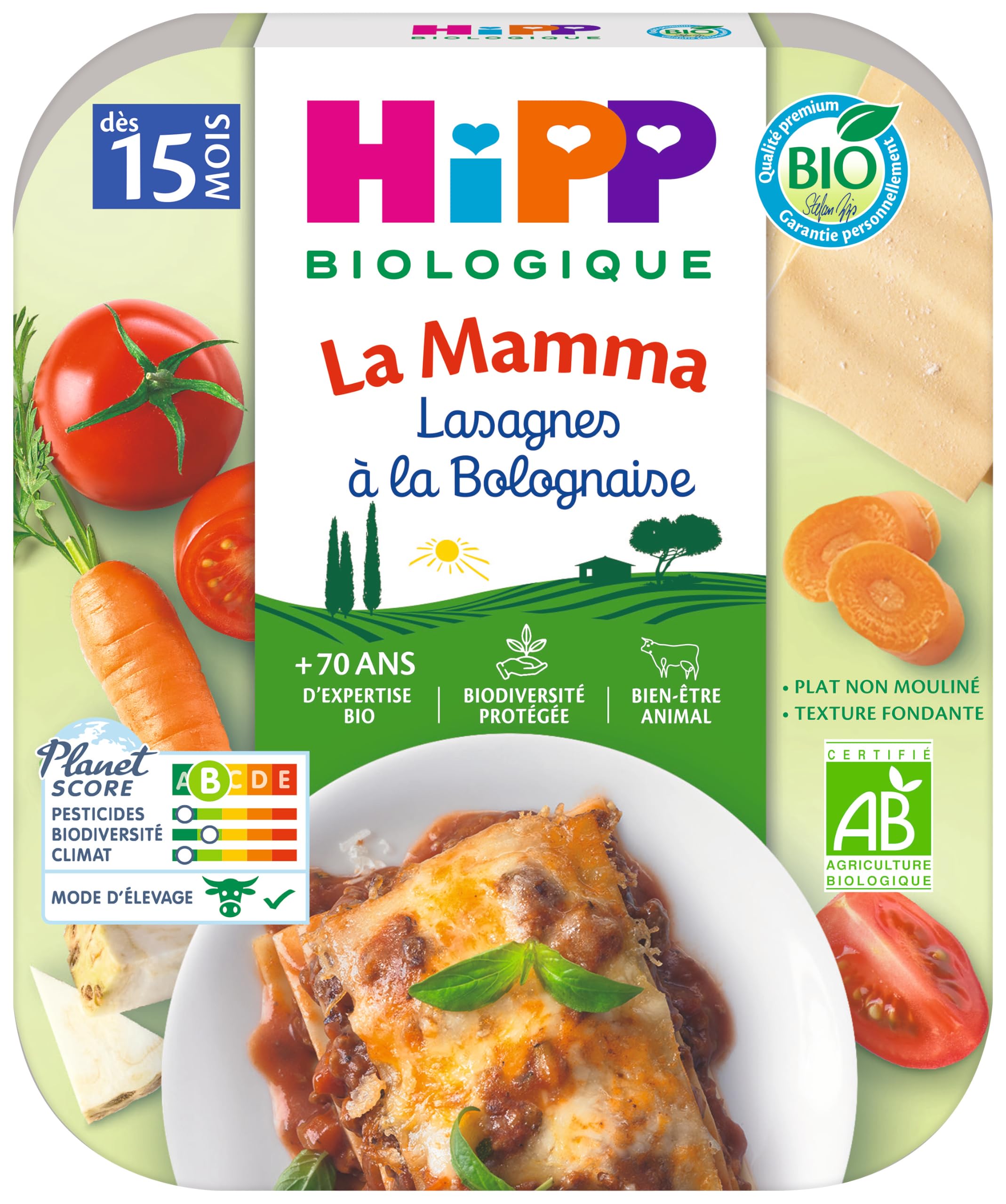 HiPP La Mamma Lasagnes Bolognaise Plat Bébé 6x250g dès 15 mois