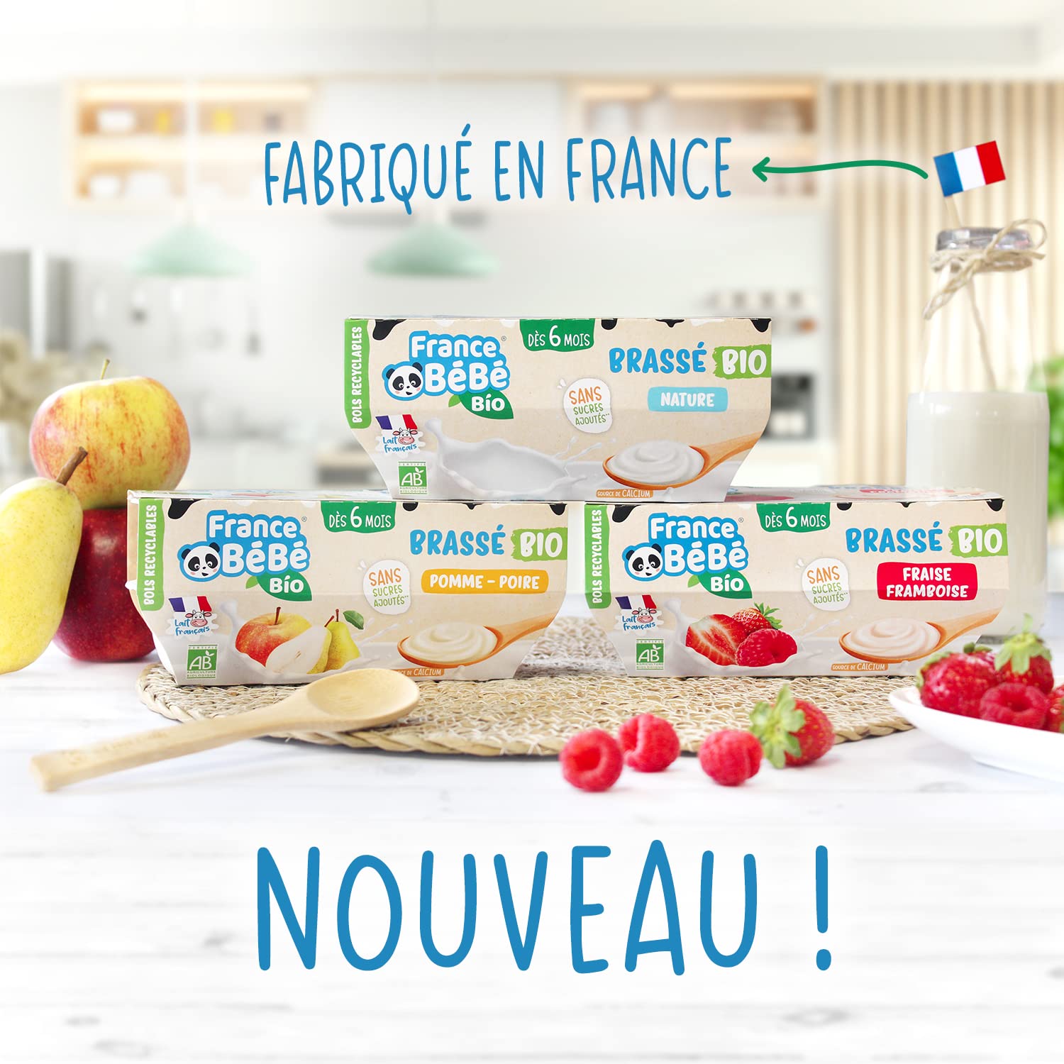 France Bébé Brassés Fraise Framboise brassé bébé 12x100g 6 mois
