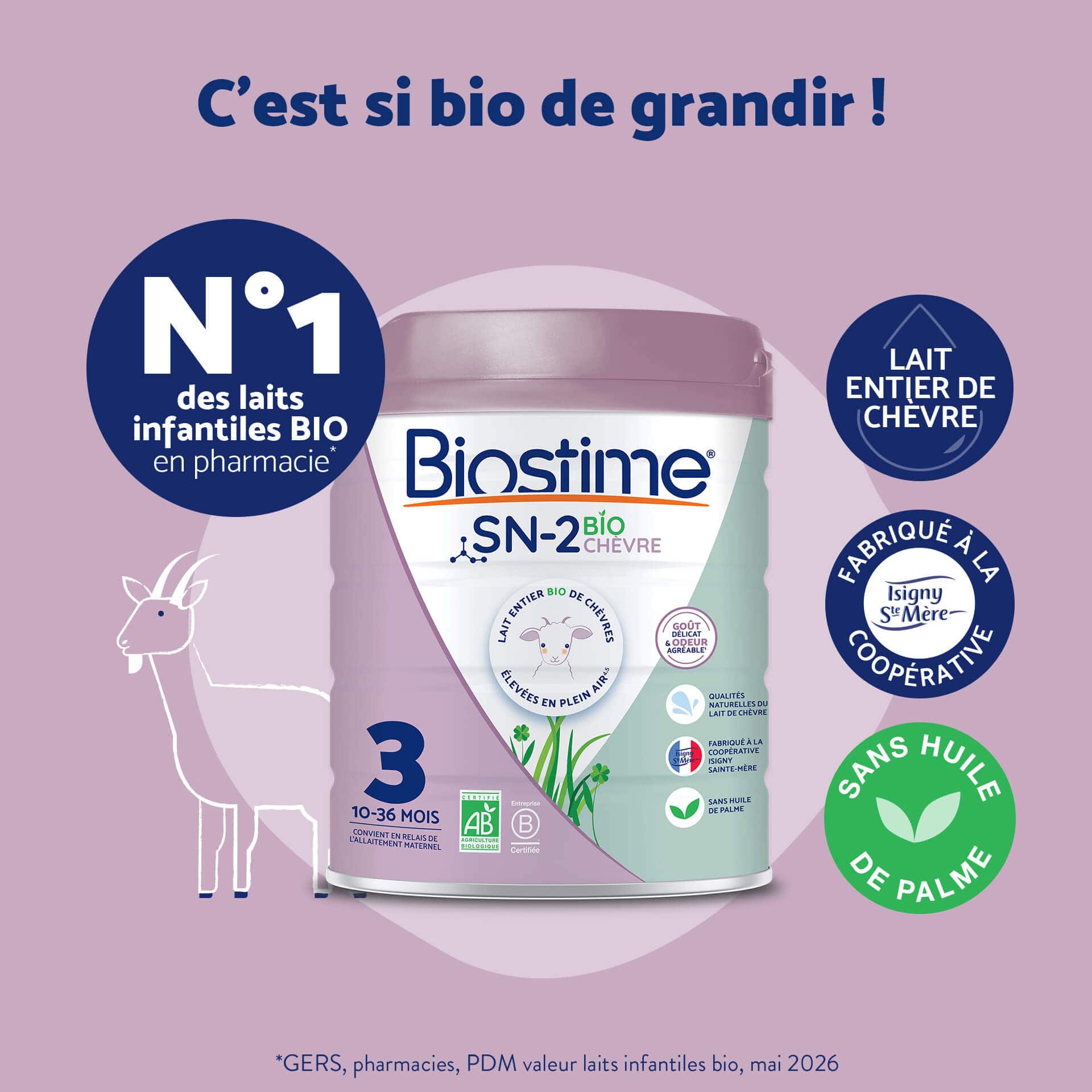 Biostime SN-2 Bio Chèvre Lait 3ème Âge bio 1 boîte