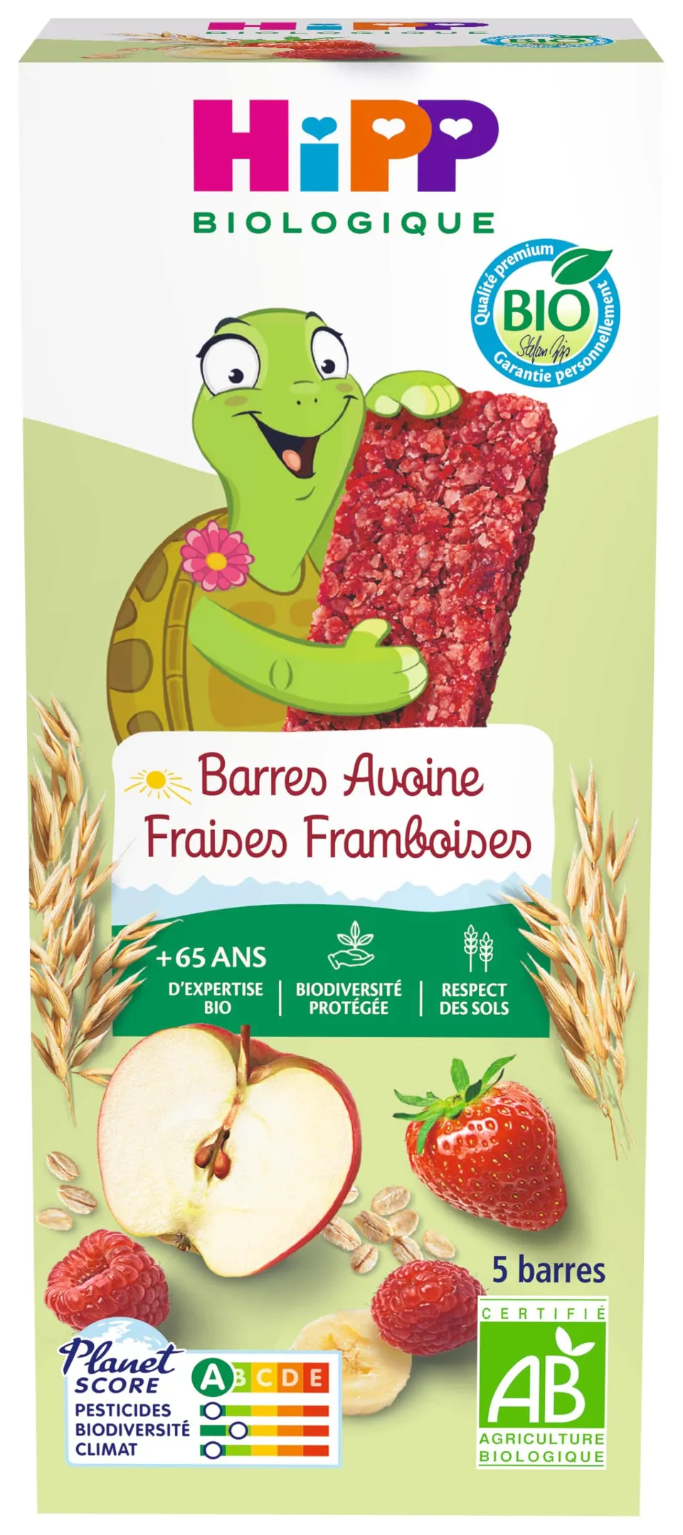 HIPP Goûters et Snacks barres avoine fraises framboises 100g