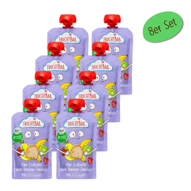 FruchtBar Bio Quetschies Kiwi Fraise gourde bébé bio 6 mois