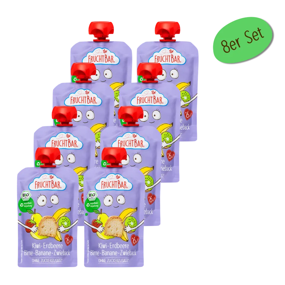 FruchtBar Bio Quetschies Kiwi Fraise gourde bébé bio 6 mois