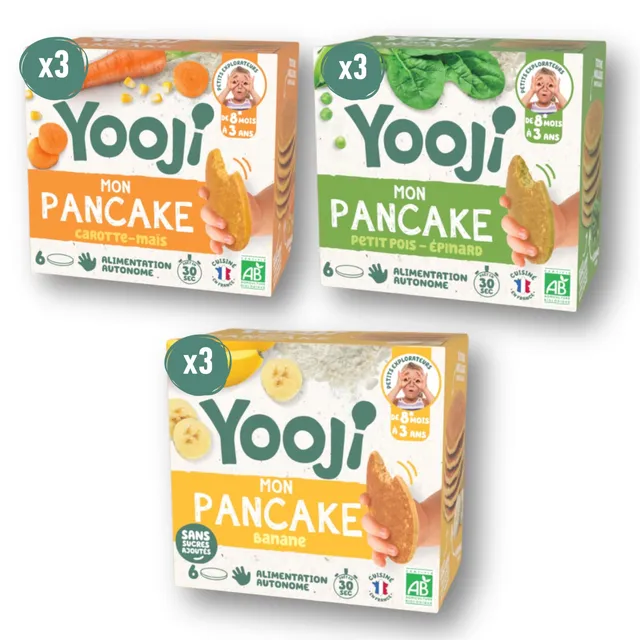 Yooji Pancakes pancake bébé 8 mois trio 9x120g fruits légumes