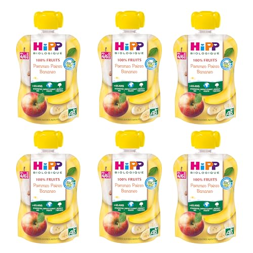 HiPP Fruits en gourdes pomme poire banane 6x90g bio