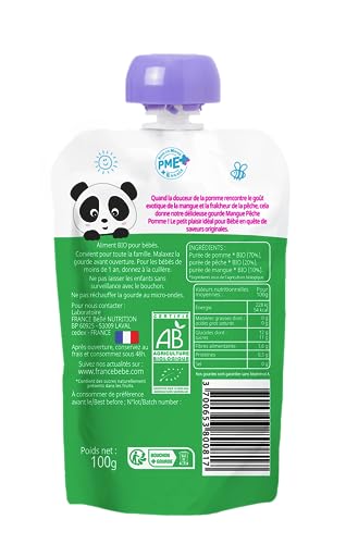 France Bébé Gourdes Compote Mangue Pêche Pomme 10x100g