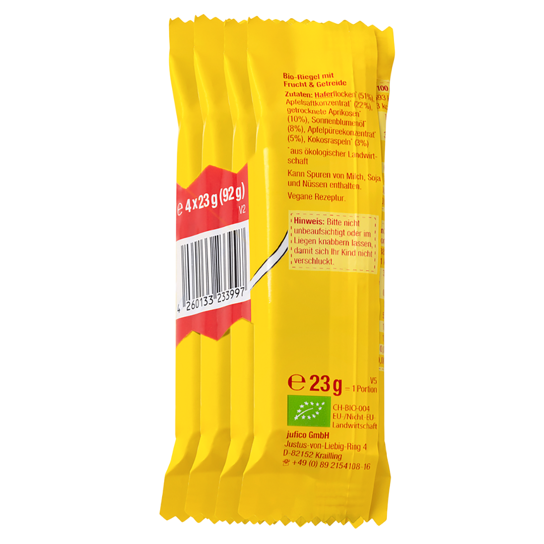 FruchtBar Bio Riegel abricot pomme avoine barre bio 4 pack
