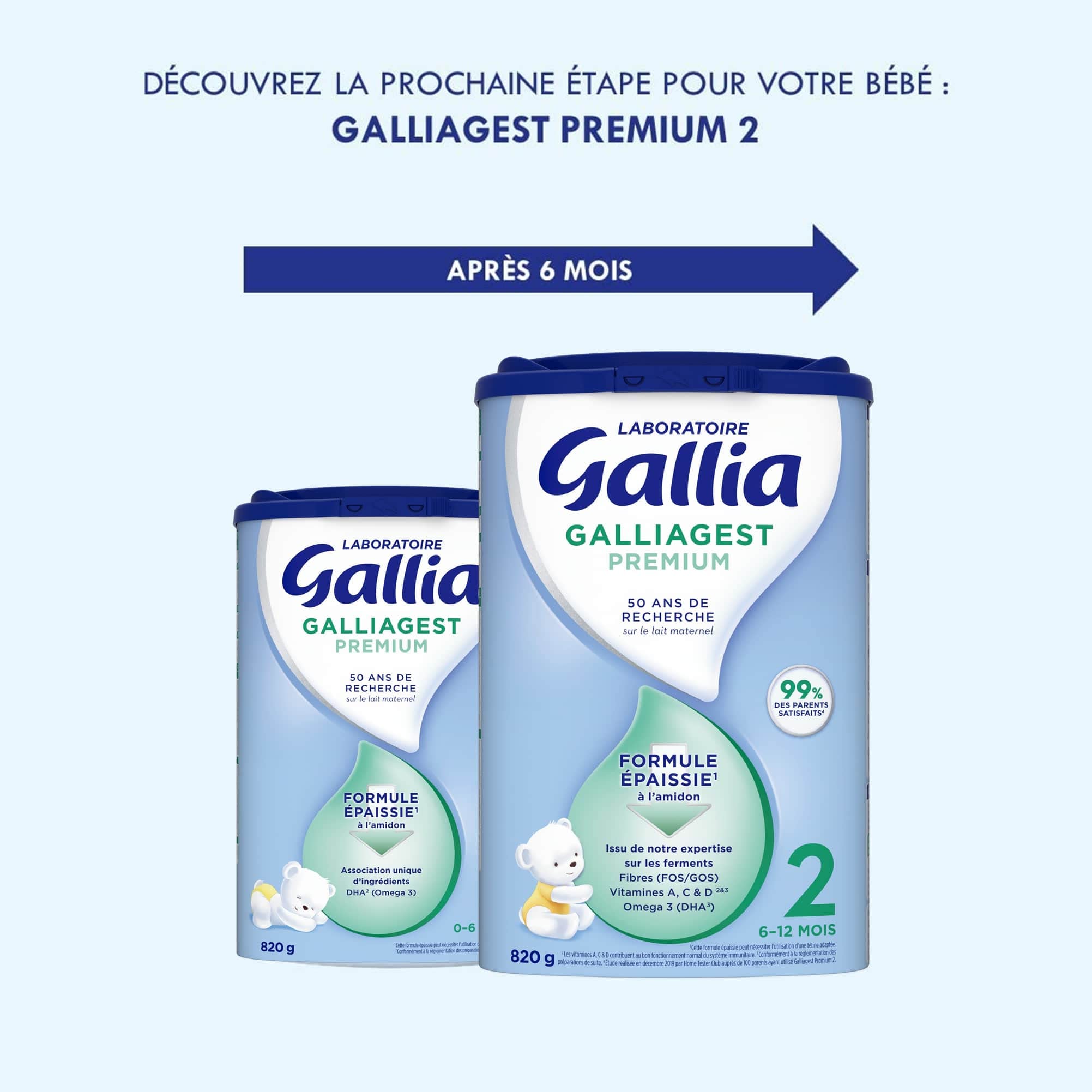 Gallia Galliagest Premium 1 lait poudre 0-6 mois 3x820g épaissi