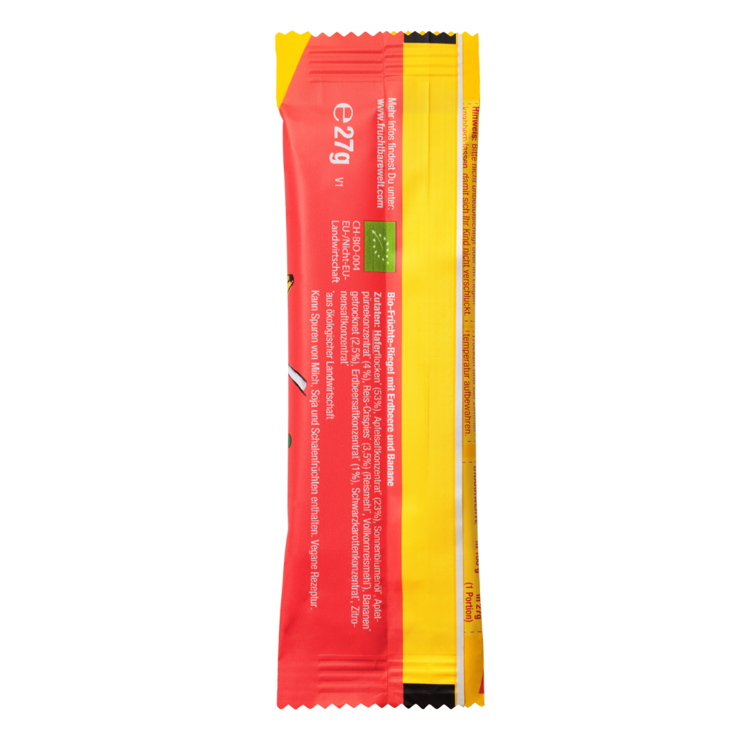 FruchtBar Bio Riegel barre fruits bio fraise banane pièce