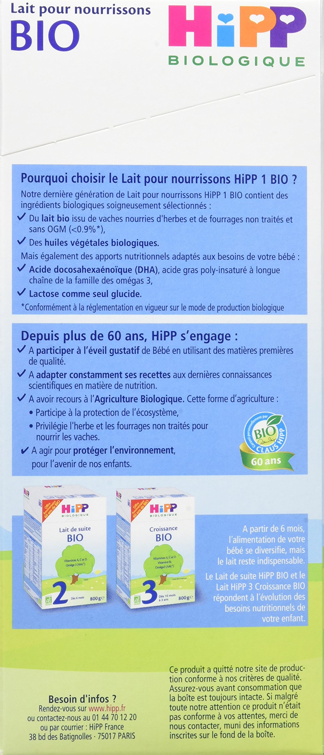 HiPP Lait 1 Bio Nourrisson 0-6 Mois Lait Bébé 4x600g