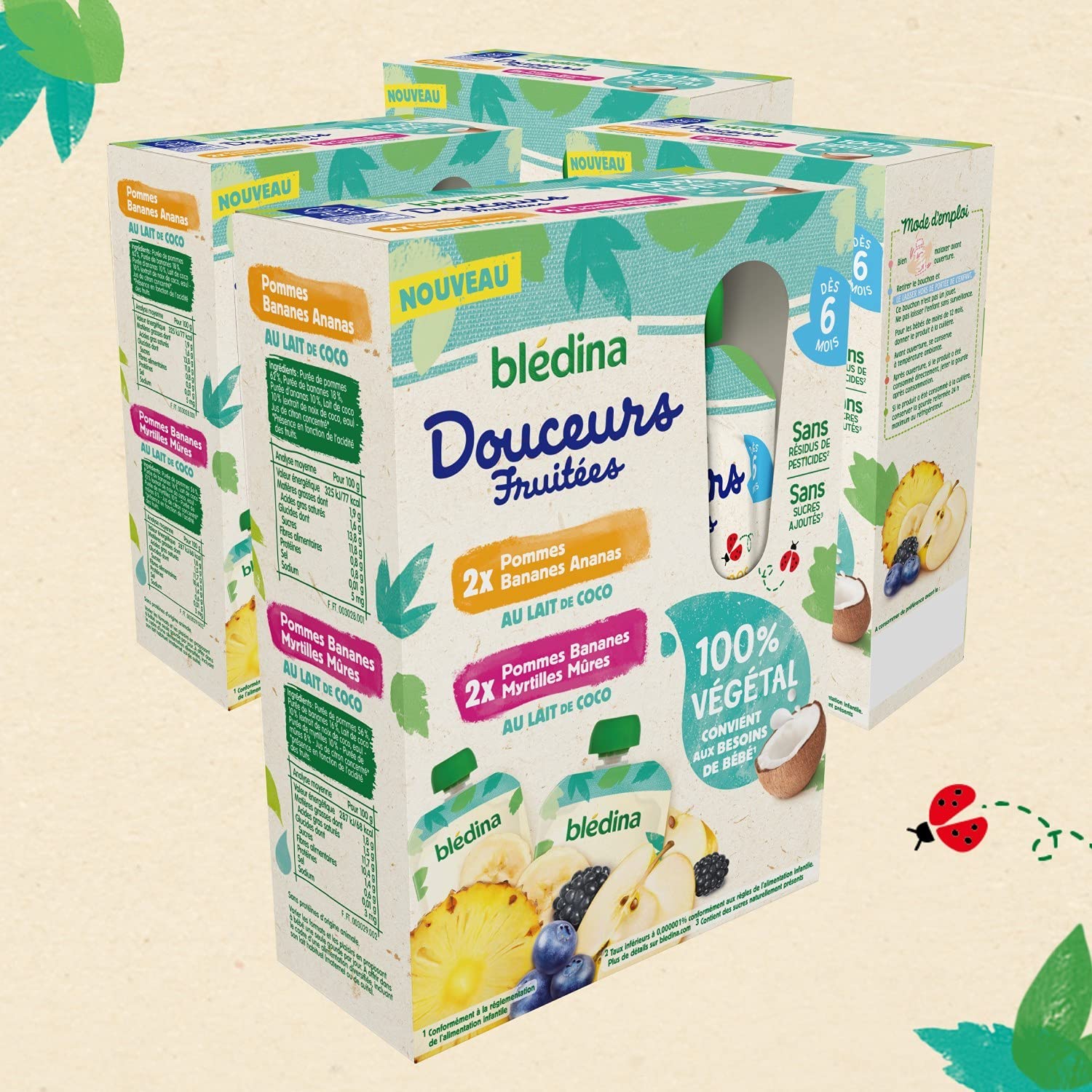 Blédina Douceurs Fruitées gourde 6 mois 16x90g 2 parfums