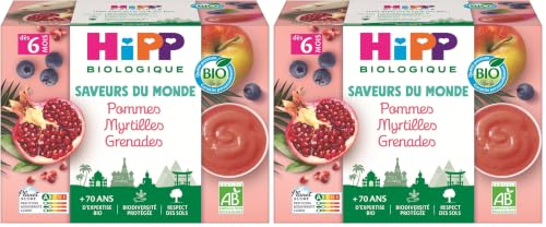 HiPP Saveurs Monde coupelles pomme myrtille grenade 4x100g
