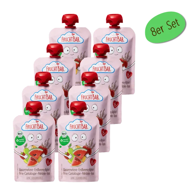FruchtBar Bio Quetschies gourde bébé pastèque fraise pomme riz